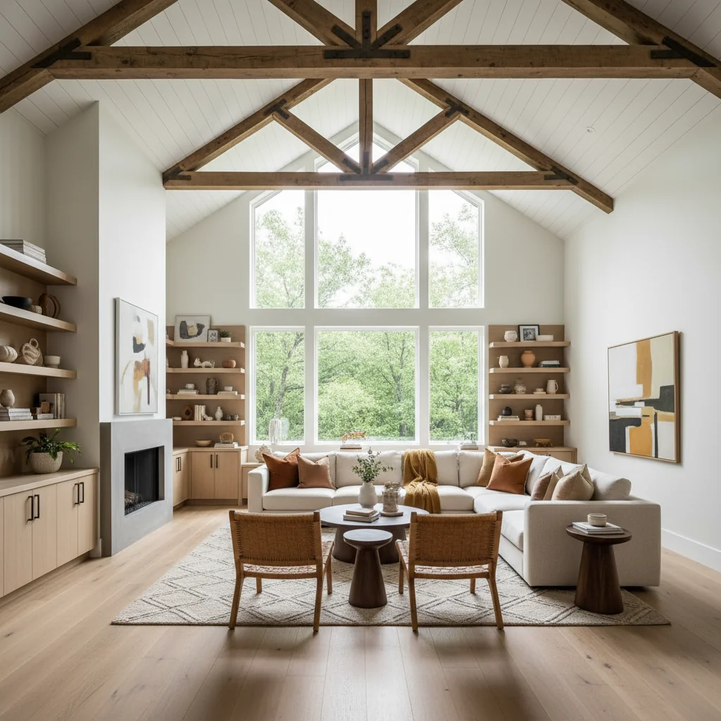 Open concept living room renovation with modern finishes